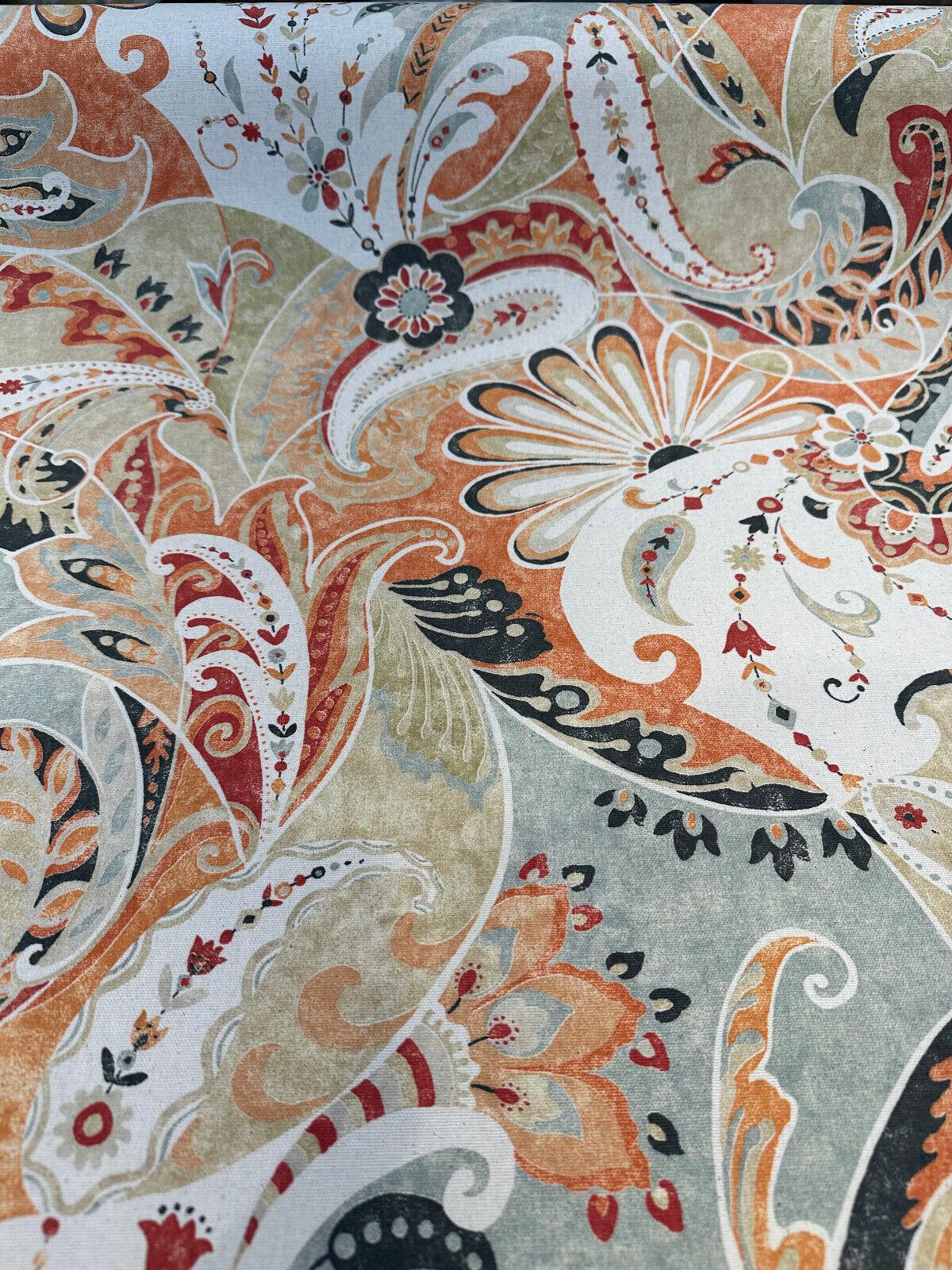 1 Yard Coral Paisley Reynard Paradise Upholstery Drapery Fabric 54 Inches Wide