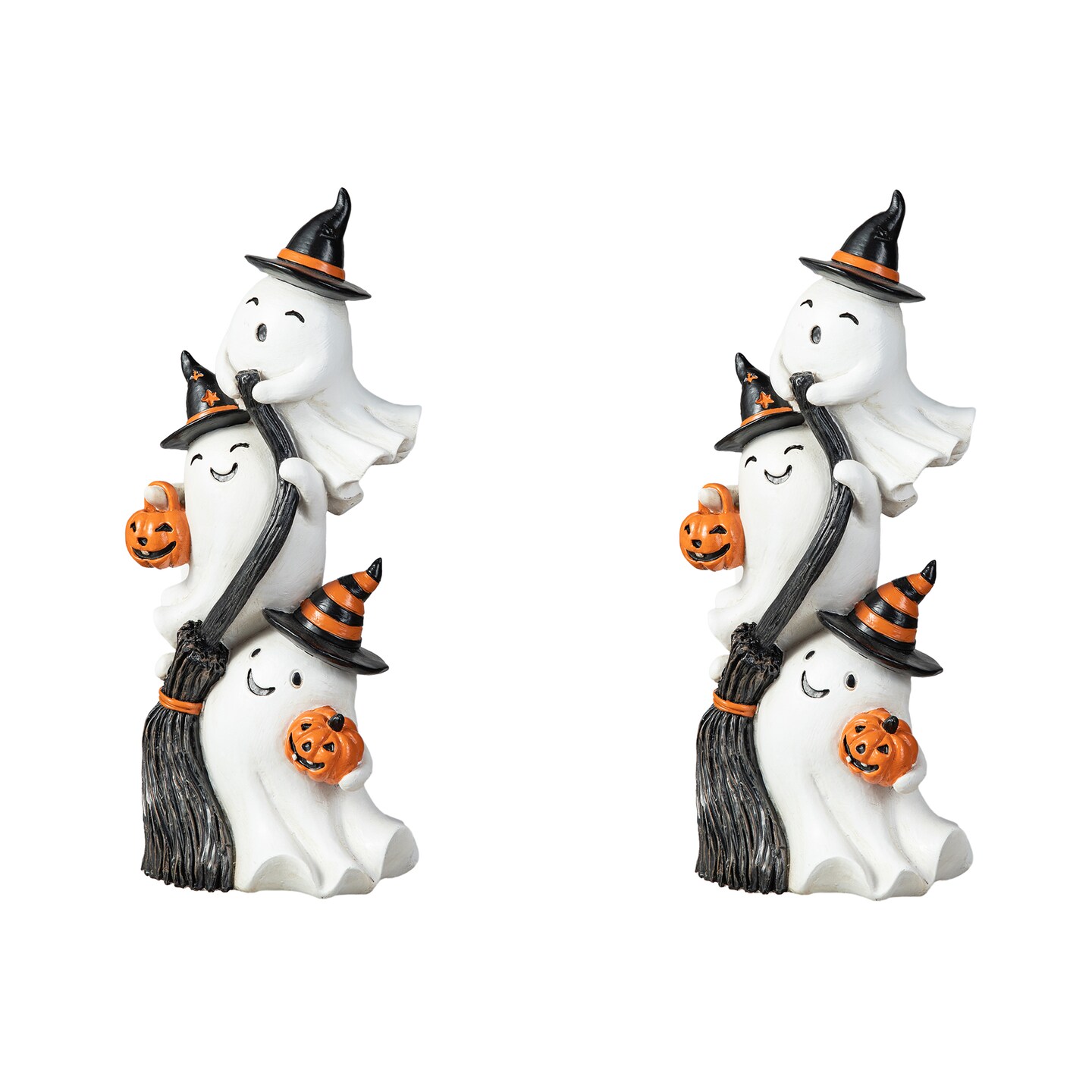 Set of 2 13.00''H Halloween Polyresin Stacked Ghost Table Decor