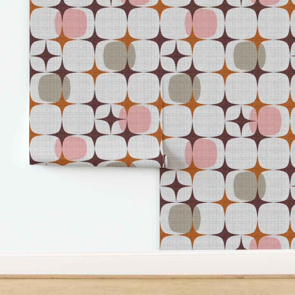 Mid Century Modern Geometric Retro Vintage Mod Custom Removable Wallpaper by Spoonflower Peel & Stick Wallpaper 2FT Wide