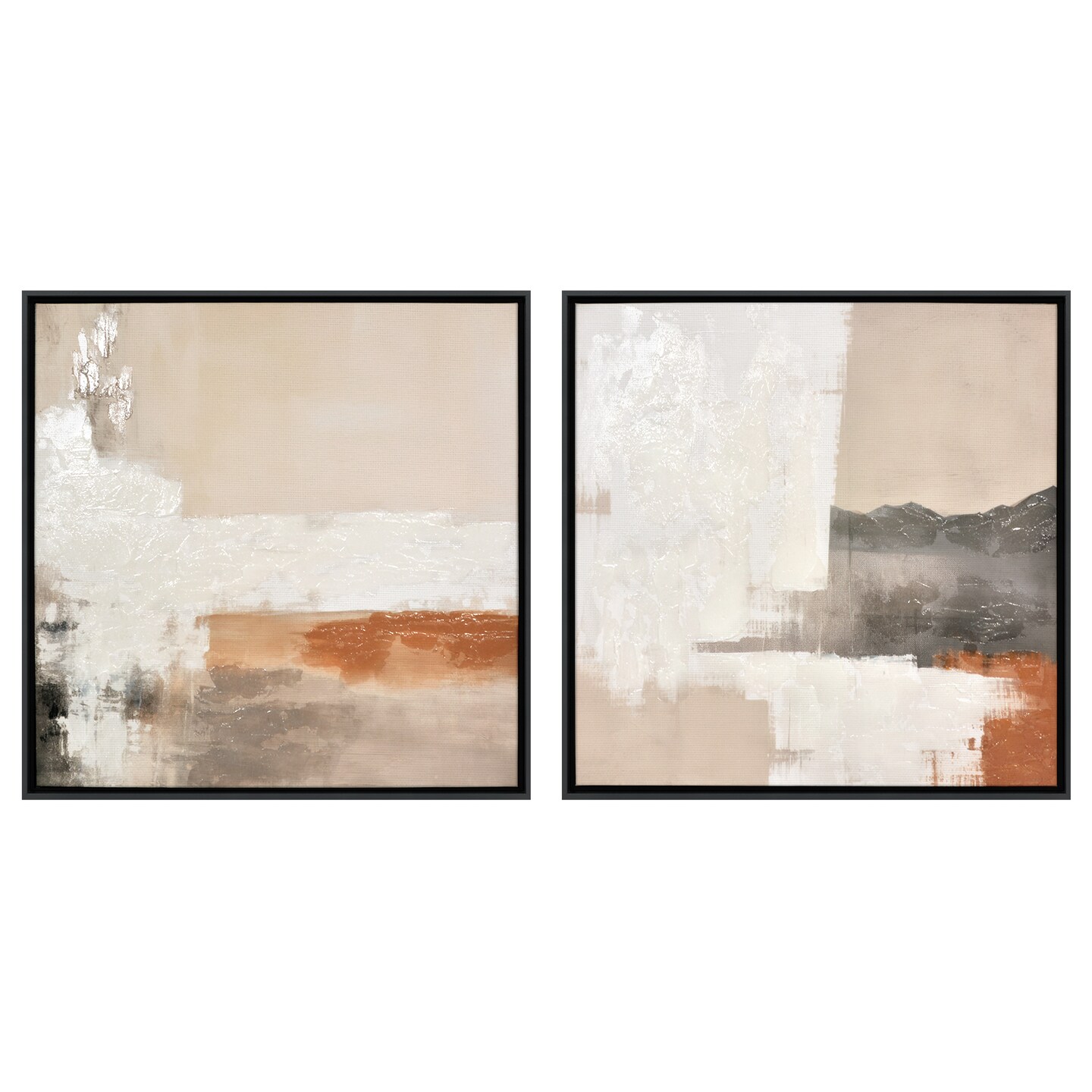 Americanflat 20x20 Abstract Earth Tones Canvas Wall Art with Hand-Painted Accents - Set of 2