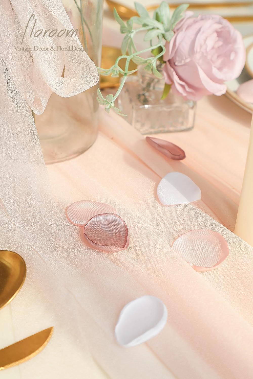 300pcs Rose Petals Dusty Rose Blush Faux Silk Flower Petals for Wedding Flower Girl Basket Aisle Scatter Dinner Table Centerpieces Party Confetti Bridal Shower Romantic Night Decoration