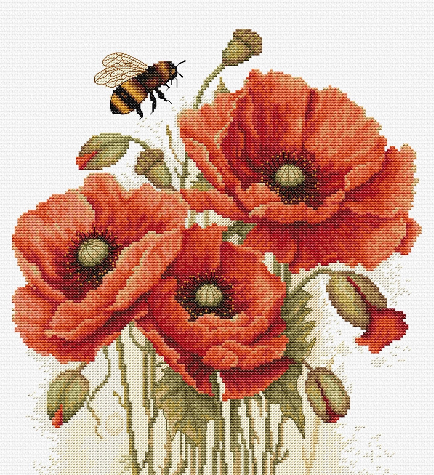 The Splendor of Summer Poppies B7042L Counted Cross-Stitch Kit