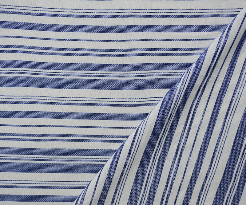 Blue-White Rayon Cotton Stripe Dobby Woven Fabric By the Yard