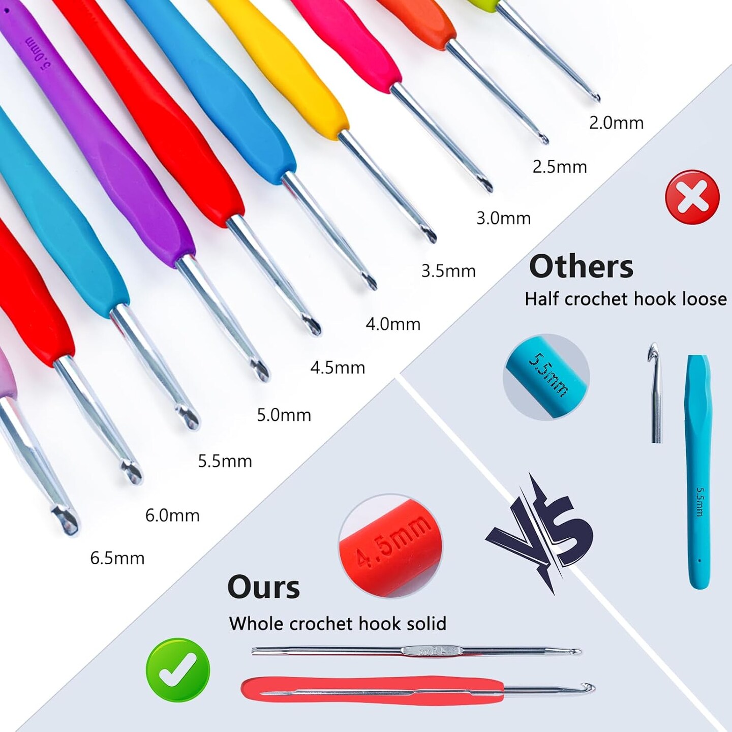 Beginner Crochet Kit with Yarn Storage Bag – 58-Piece Starter Set with 10 Ergonomic Hooks (2.0–6.0 mm) & 10 Skeins Acrylic Yarn, Knitting & Crochet Accessories for Adults