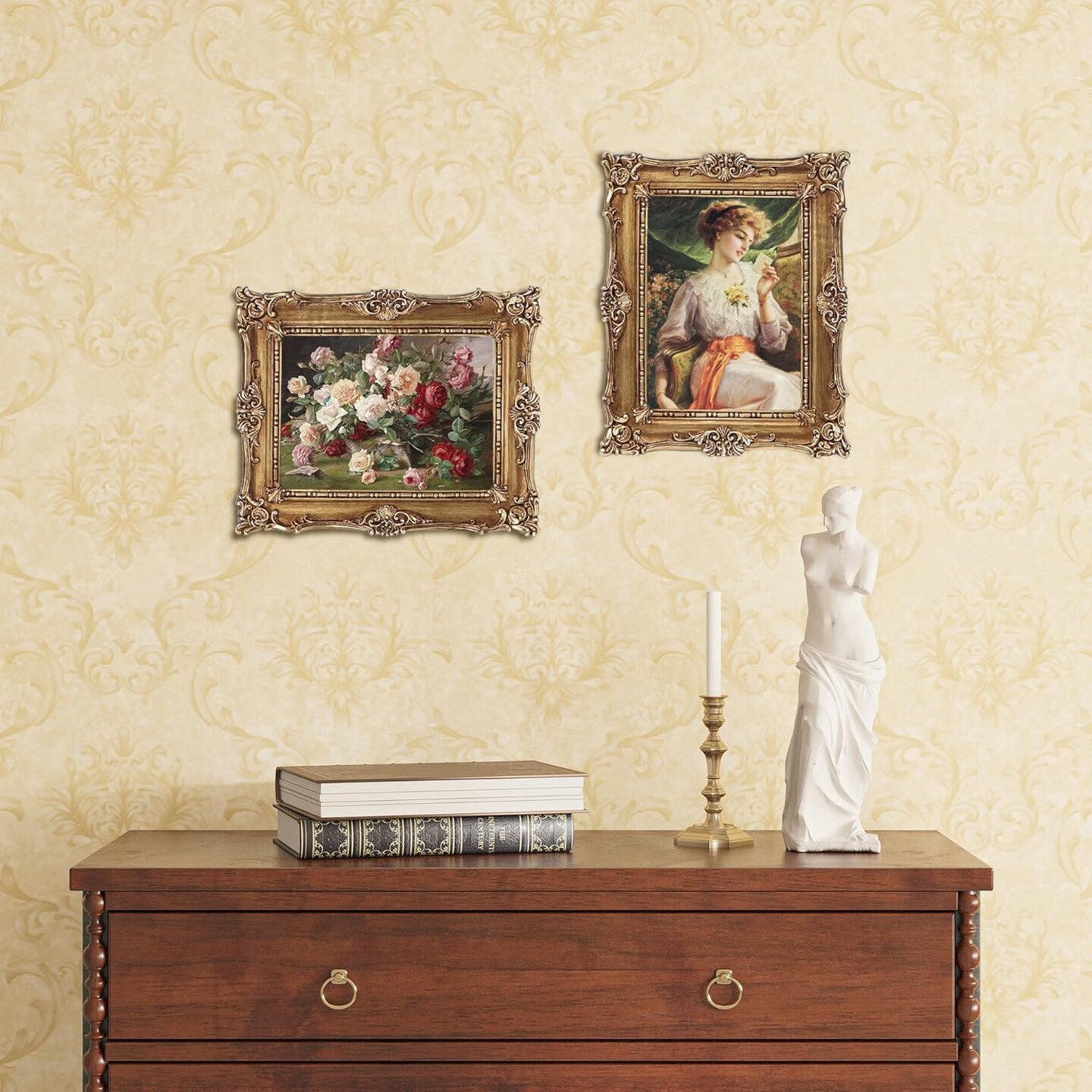 5x7 Vintage Photo Frames, Black Hand-Crafted Resin Photo Frame with Easel & Hook,(Gold)9.4"L x 7.5"W