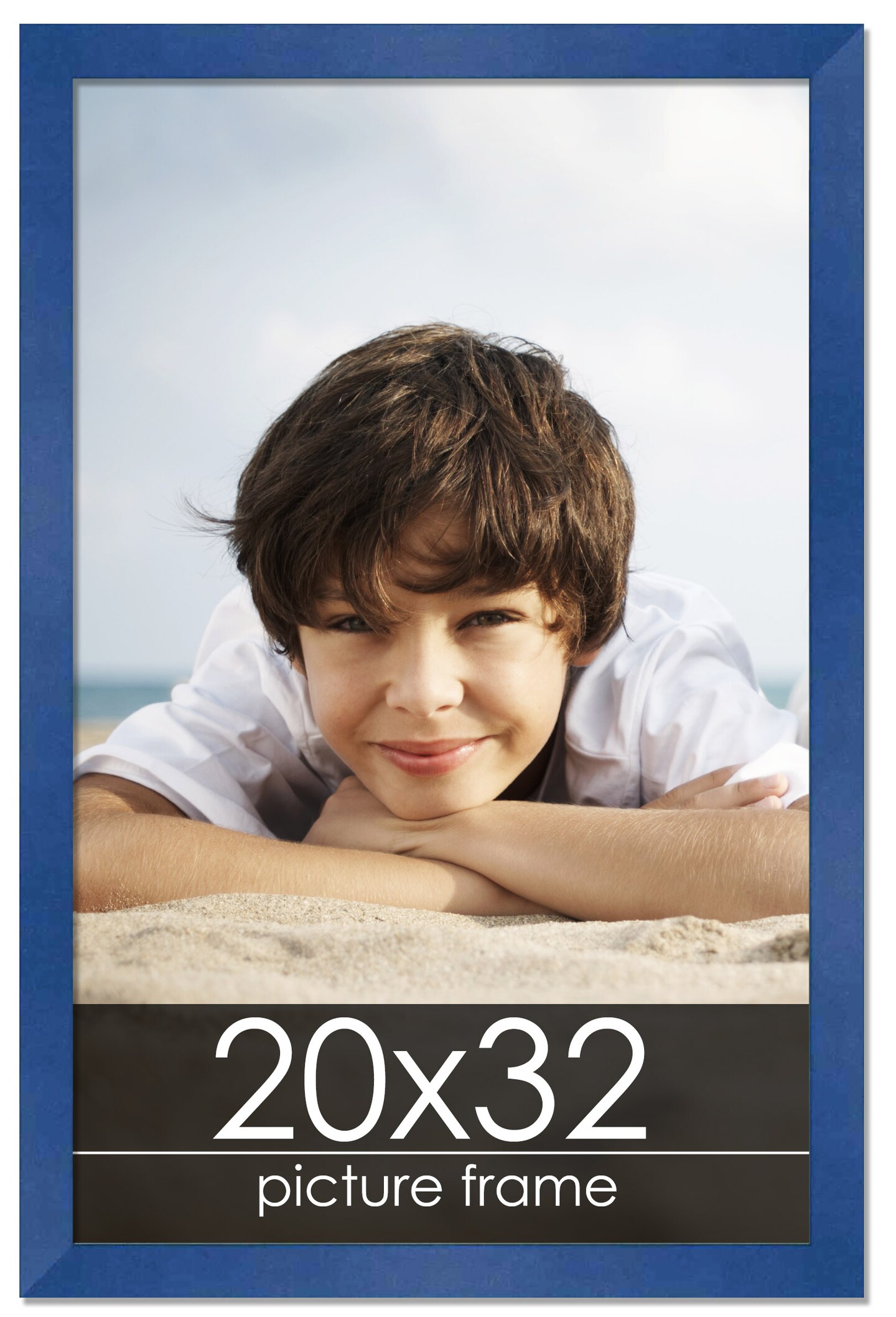 20x32 Classic Modern Blue Picture Frame - UV Acrylic, Foam Board Backing, Hanging Hardware