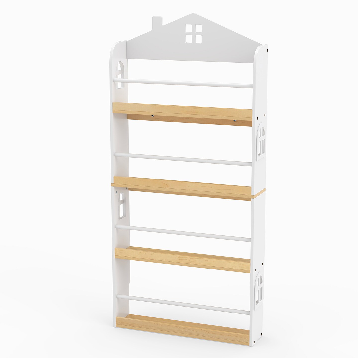 Children’s House-Shaped Bookshelf with Safety Anti-Falling Panels
