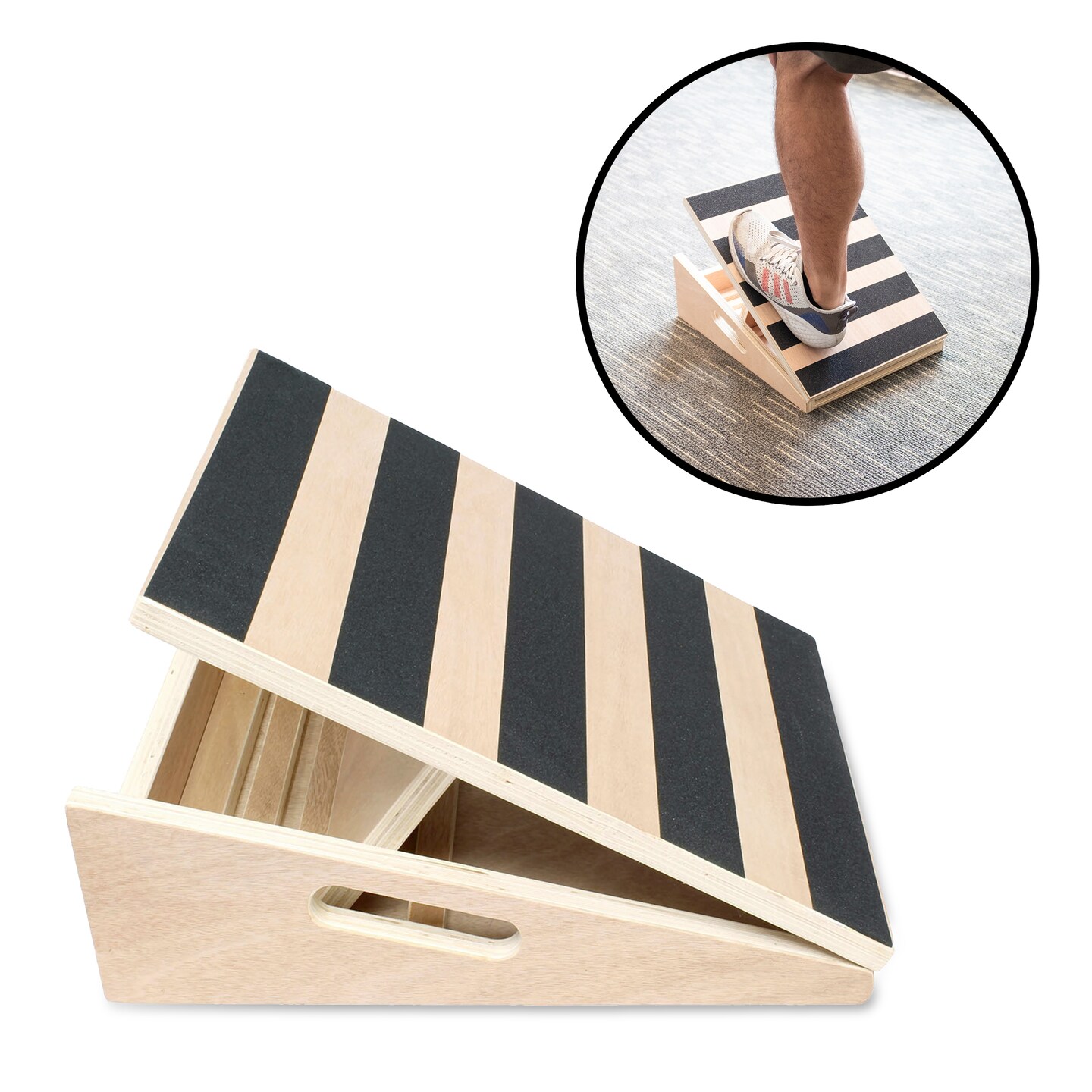 Calf Stretcher Slant Board &#x2013; Wooden Incline Board Calf Stretch Wedge