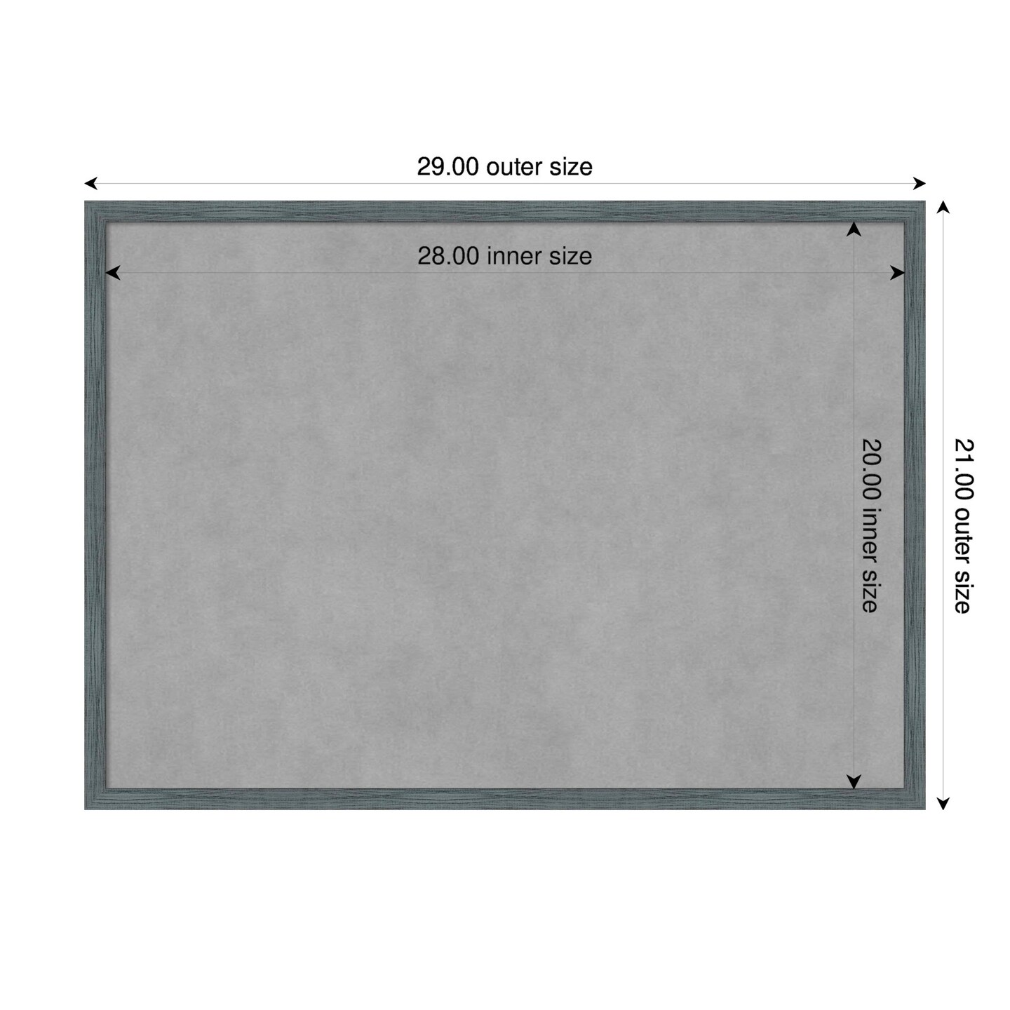 Dixie Blue Grey Rustic Narrow Wood Framed Magnetic Board
