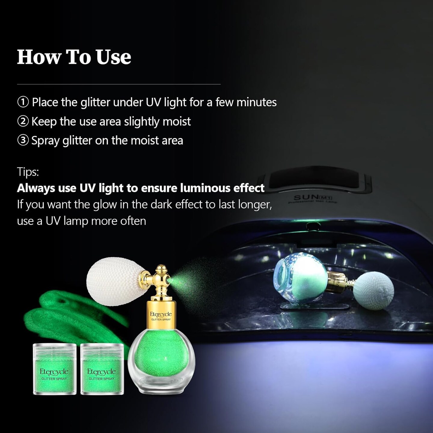 Body Glitter Spray, Glow in The Dark Party Supplies Hair Glitter