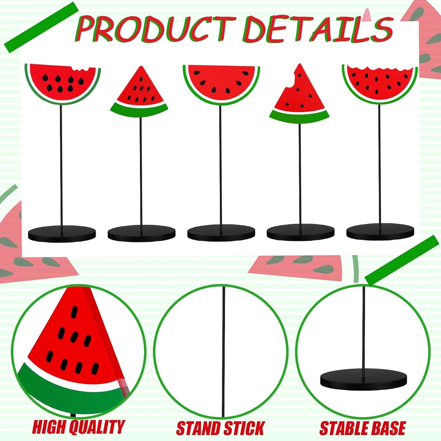 5 Pcs Summer Watermelon Wooden Sign Summer Farmhouse Wooden Tiered Tray Decor Rustic Table Topper Sign for Farmhouse Home Kitchen Party Decor (Watermelon Style)