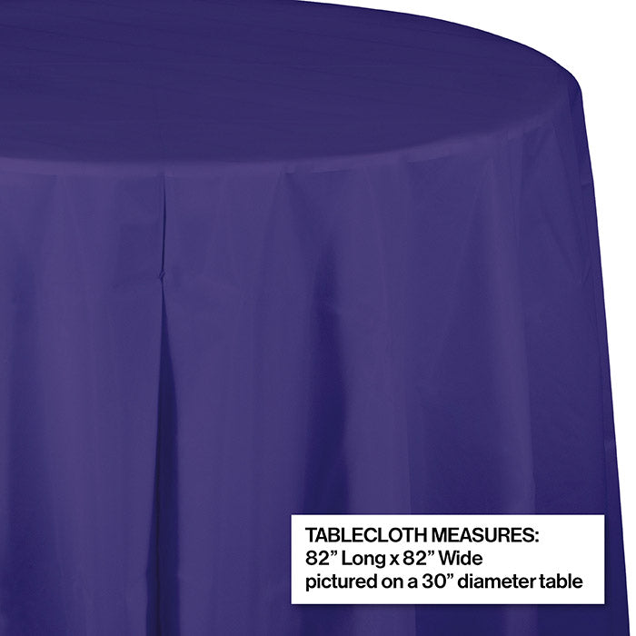 Purple Round Plastic Tablecover, 82&#x22;