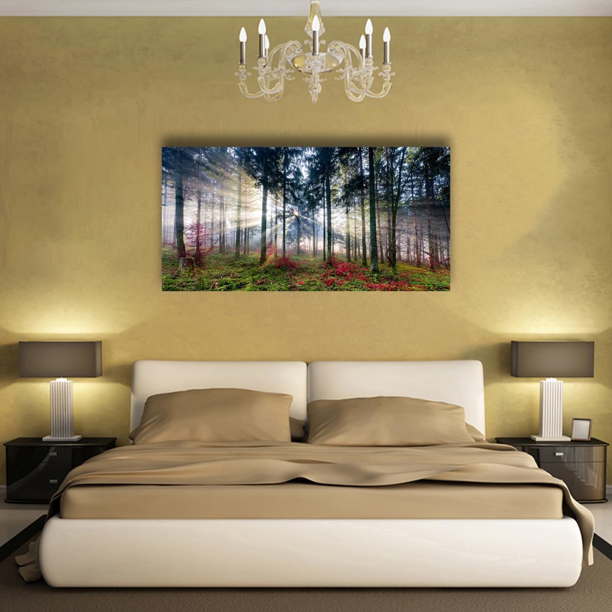Nature Landscape Sunrise Tree Canvas Wall Art - 20x40 inches Wall Decoration for Living Room Forest Picture Artwork Painting Prints of Trees for Bedroom and Home D&#xE9;cor