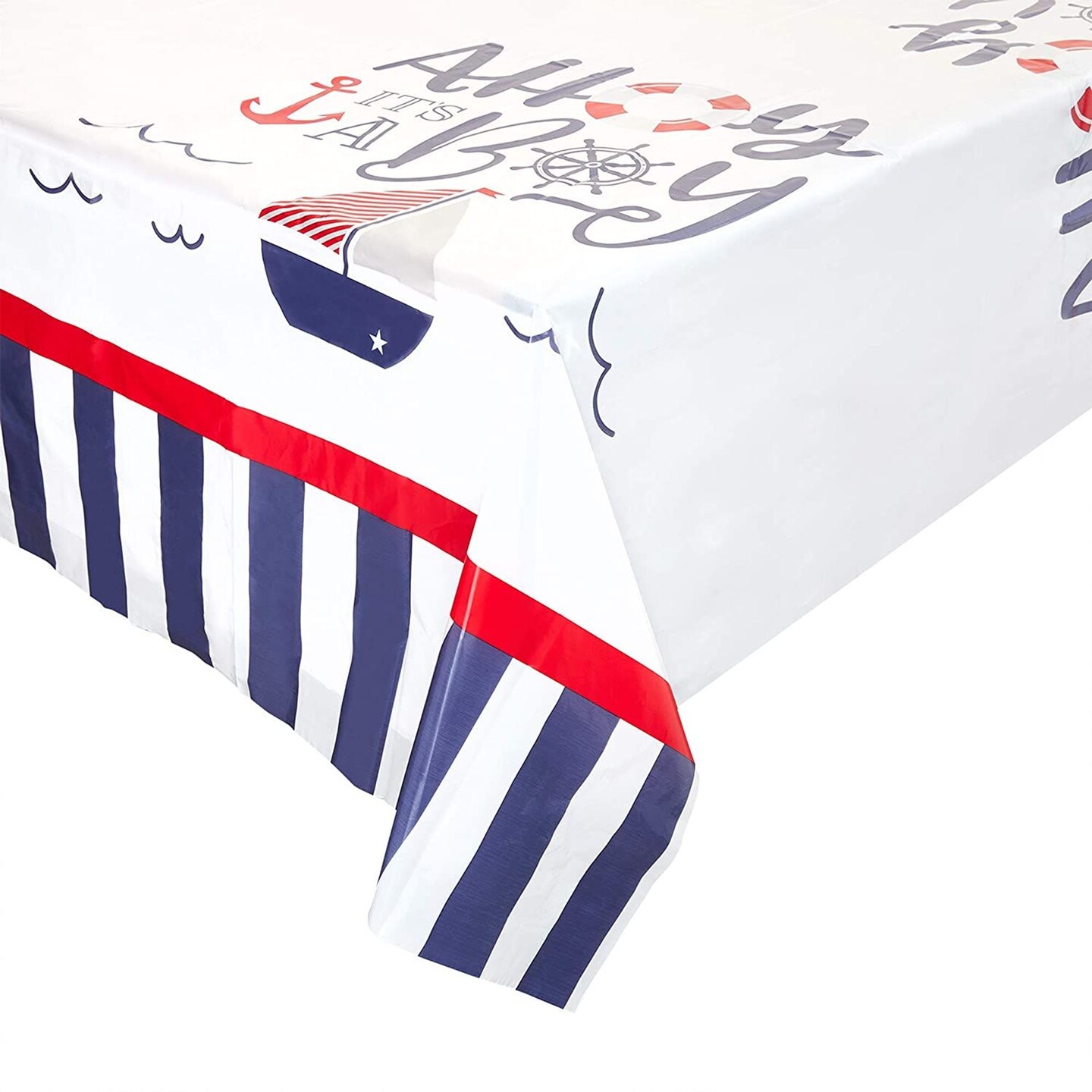 Ahoy It&#x27;s a Boy Nautical Table Cover (54 x 108 in, Rectangle, 3 Pack)