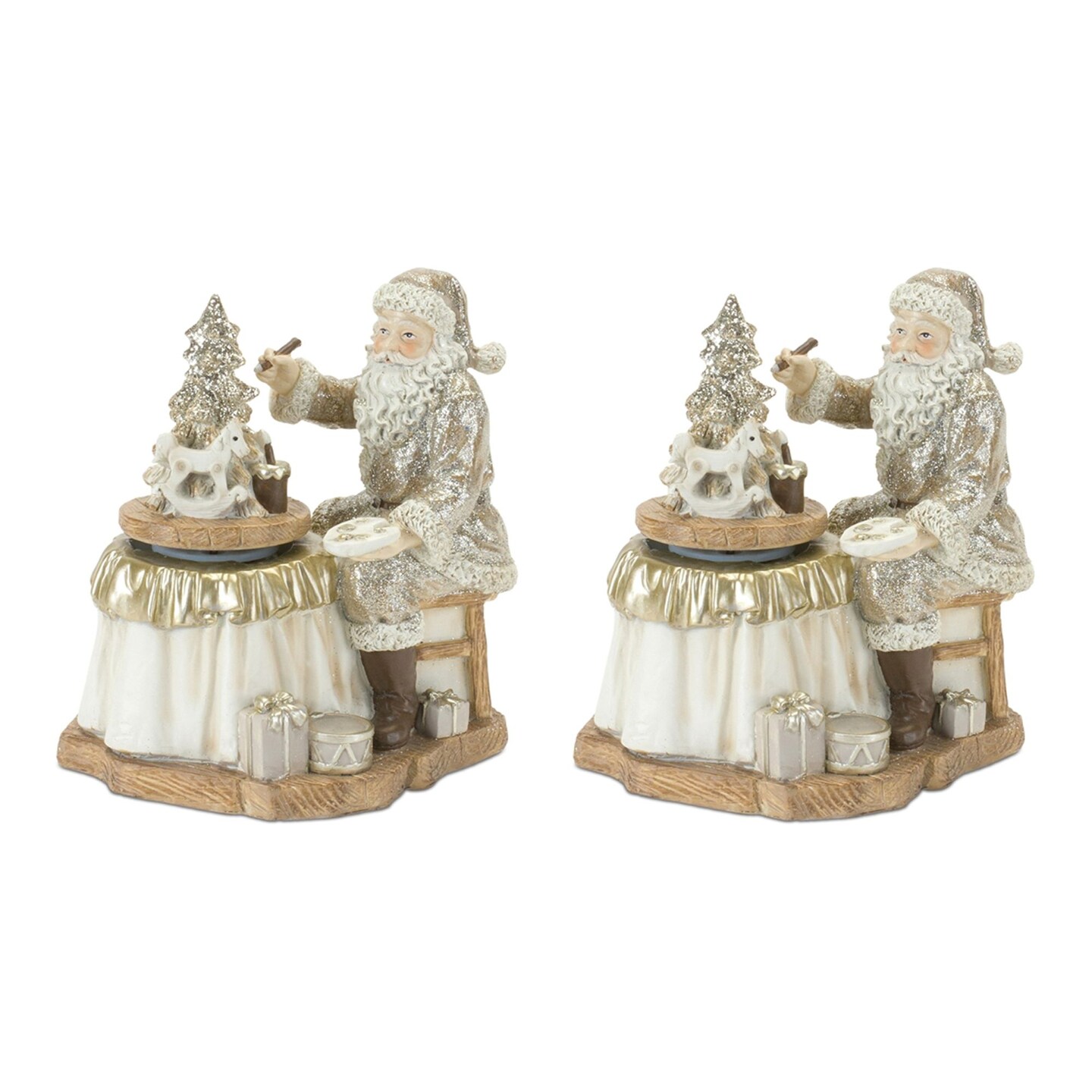 Melrose Santa with Paint Brush Christmas Figure - 6.5" - Set of 2