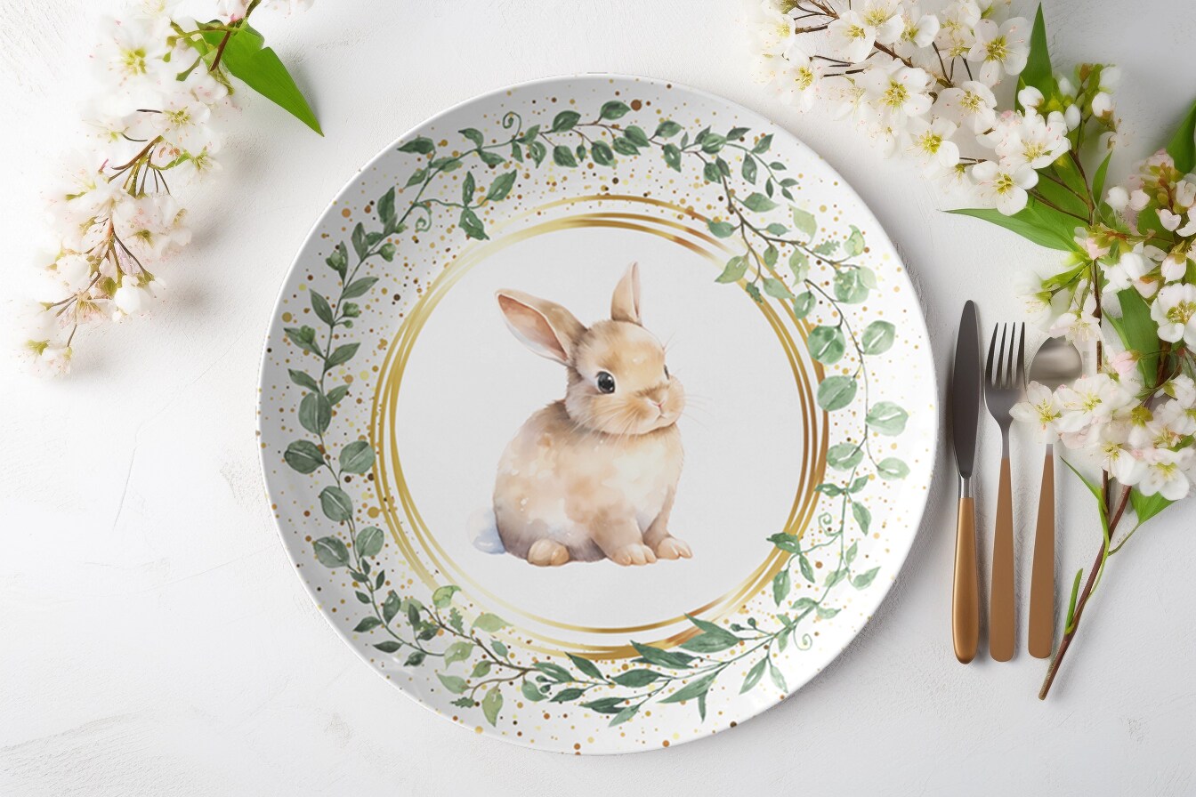 Easter Bunny Plates Easter Dinnerware Plates Easter Ceramic Plate