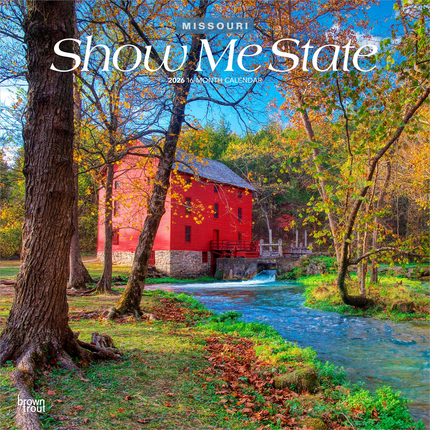Show Me State | Missouri Places | 2026 12 x 24 Inch (Hanging) Monthly Square Wall Calendar | Plastic-Free