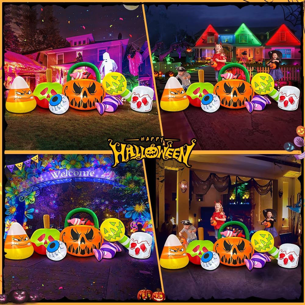 10 ft Halloween Inflatable Pumpkin & Ghost Combo – Outdoor Yard & Garden Decoration with Built-In LED Lights, Blow-Up Halloween Decor for Parties & Lawn (10FT Pumpkin)