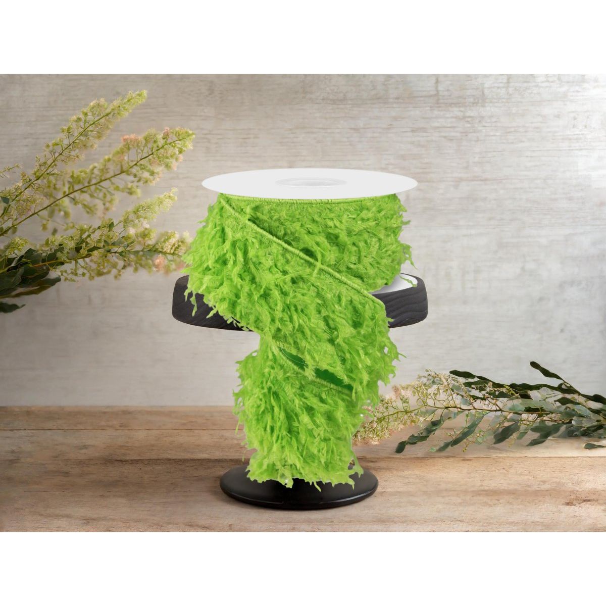 2.5&#x22; Furry Ribbon: Lime Green (10 Yards)