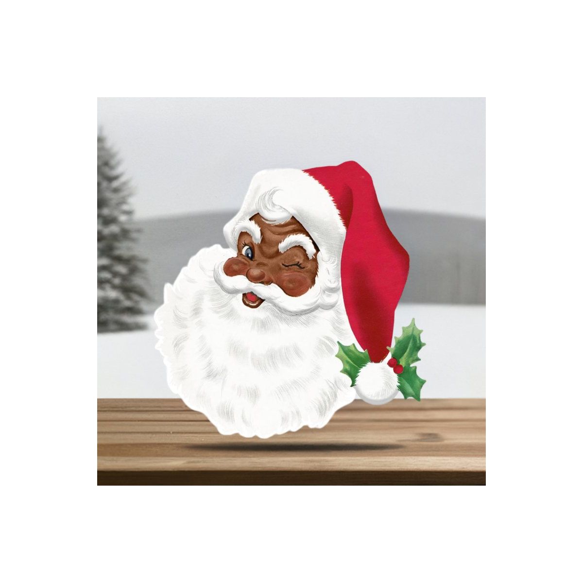 12&#x22; Metal Embossed African Santa Face