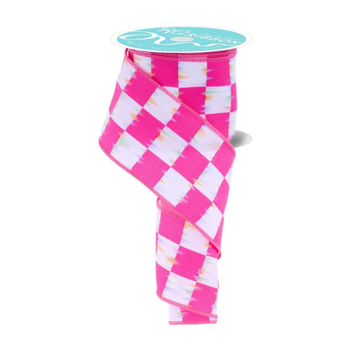 2.5&#x22; Bold Antique Checkerboard Ribbon: Hot Pink (10 Yards)