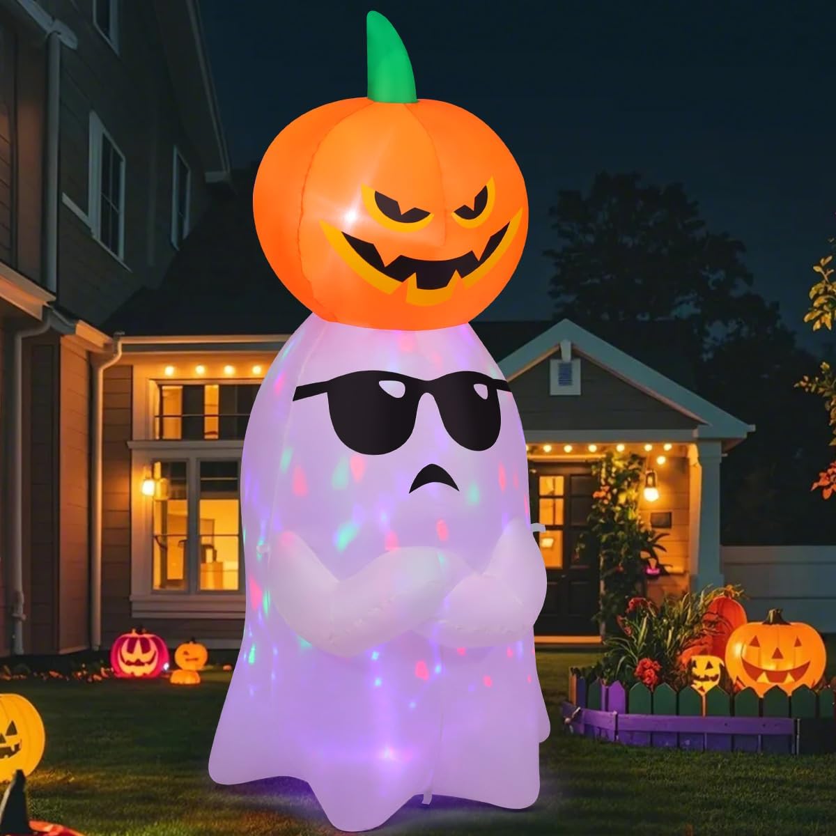 Halloween Inflatables Ghost with Pumpkin Outdoor Decorations Blow Up