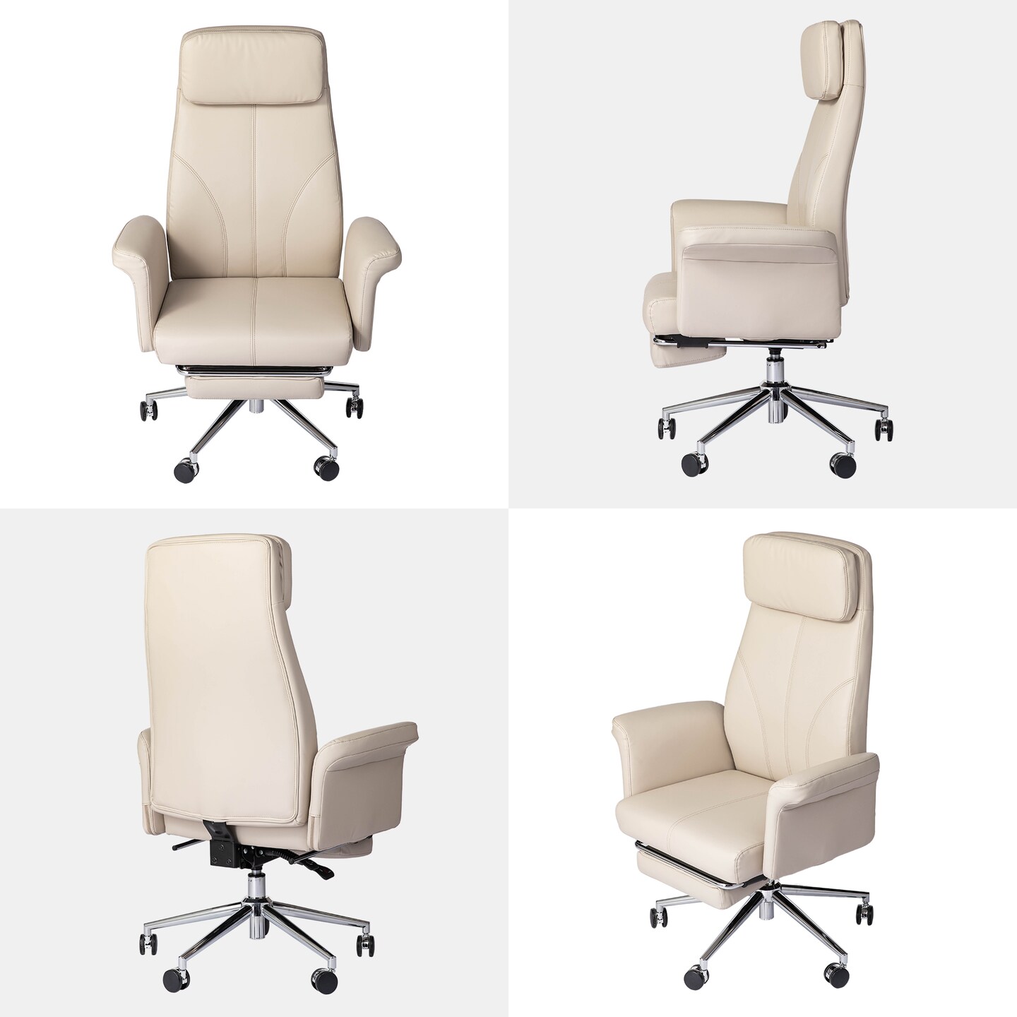 Modern Deluxe Faux Leather Gaslift Adjustable Swivel High Back Office Chair with Footrest and Armrest