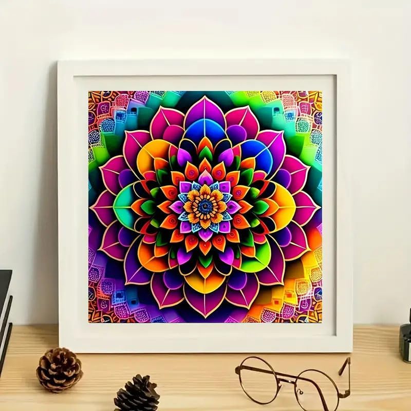 DIY 5D Diamond Painting Kits for Adults Diamond Art Mandala Flowers Floral Diamond Painting Full Drill Crystal Rhinestone Embroidery Craft Kits for Home Wall Decor Gifts 11.8x11.8inch