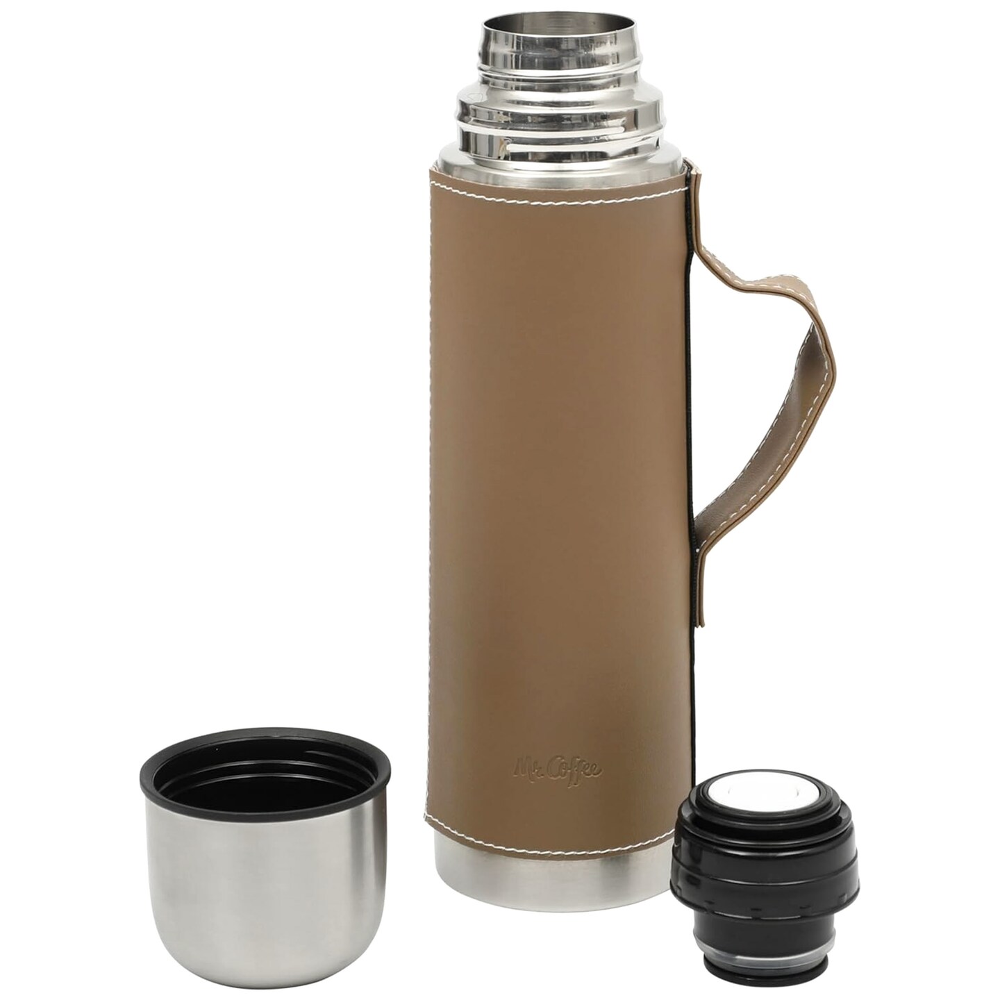 Mr. Coffee Leatherette Stainless Steel 23oz Thermal Bottle with