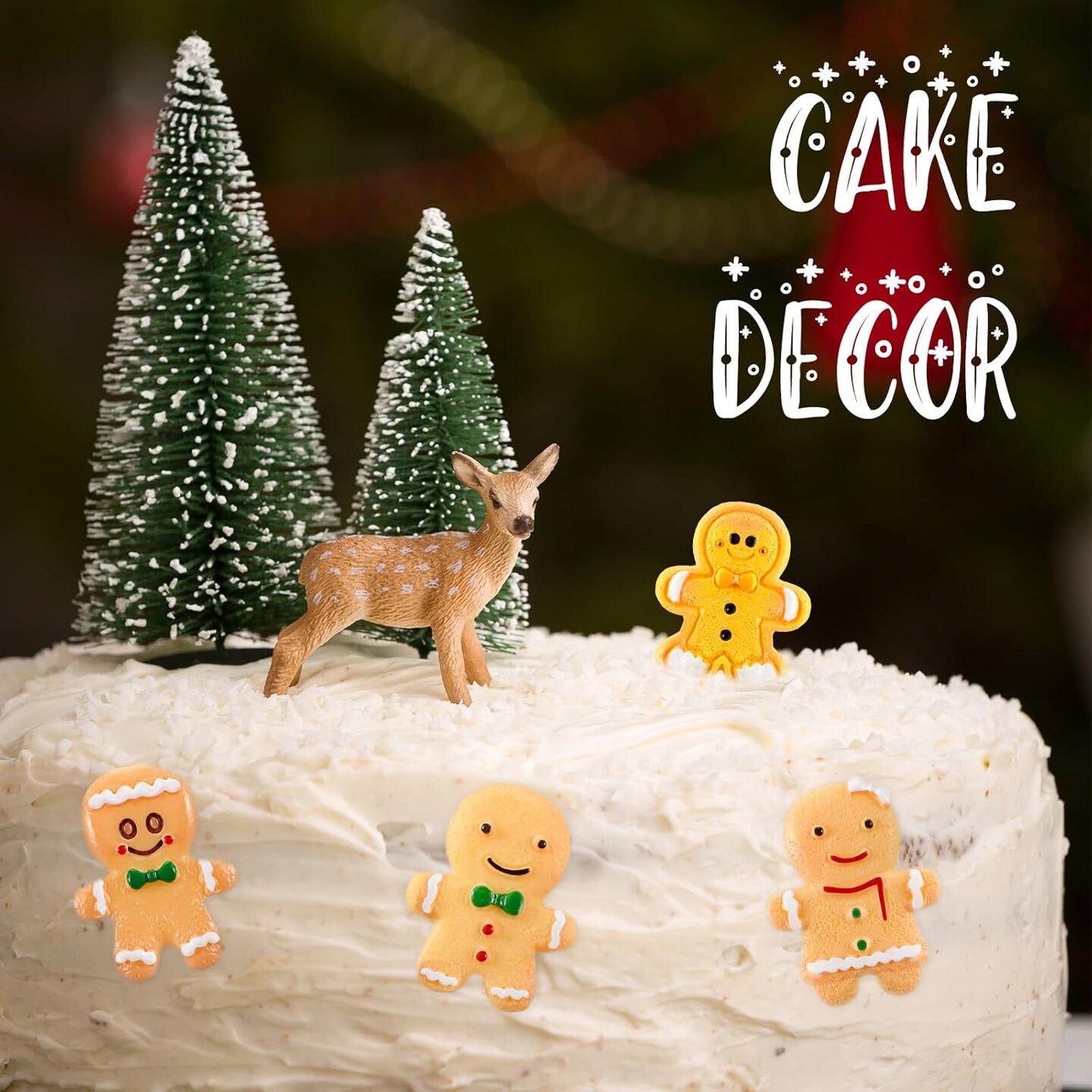 60 Pcs Christmas Miniatures for Crafts Gingerbread Man Christmas Decorations Miniature Christmas Figurines Mini Resin Gingerbread for DIY Crafts Flatback Embellishment(Cute)