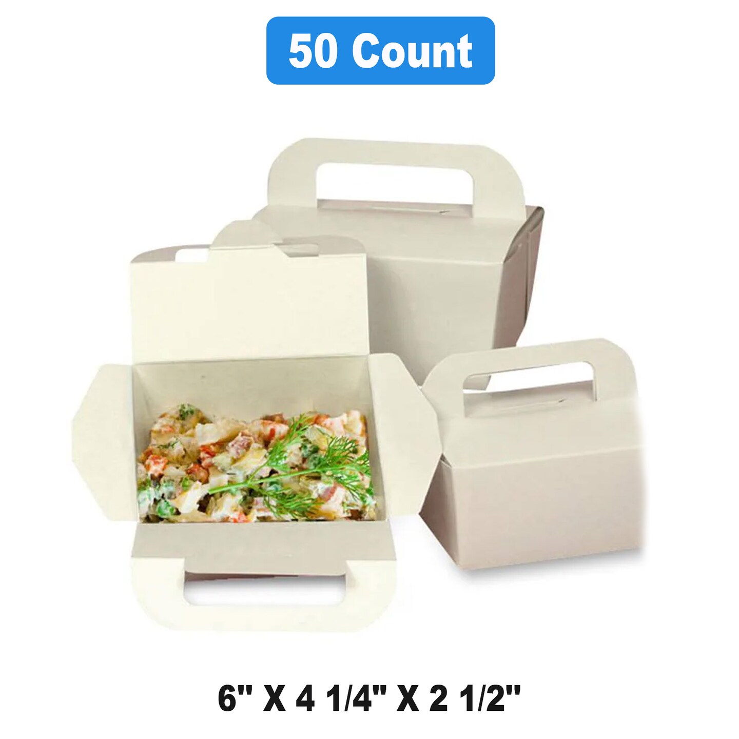 Sustainable Take Out Box with Handles 6" x 4.25" x 2.5"
