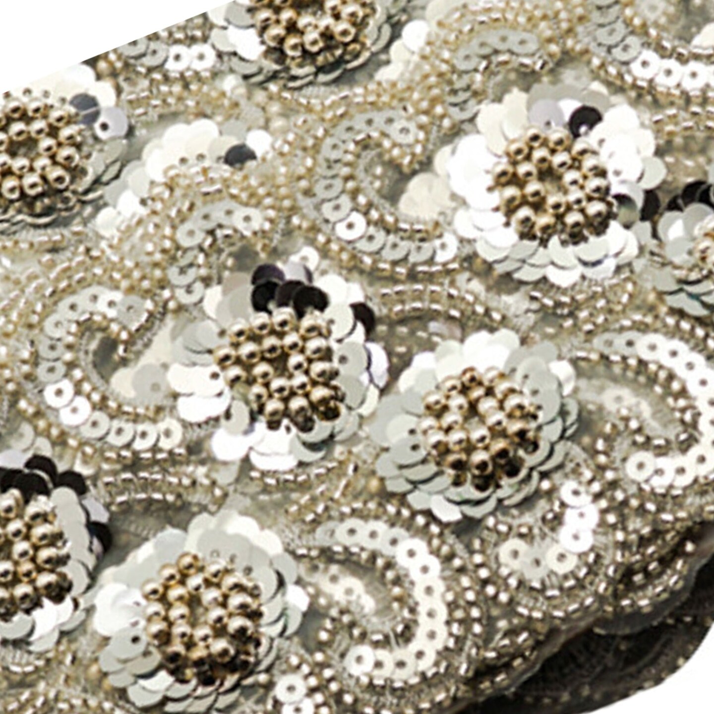 4&#x22;x 5 yards Silver Beaded Sequin Trim