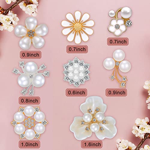 80 Pieces Rhinestone Buttons Embellishments Buttons Faux Pearl Buttons Flat Back Flower Rhinestone Buttons for Jewelry Making DIY Craft Wedding Party Home Decoration Hair Accessory (Vintage Style)