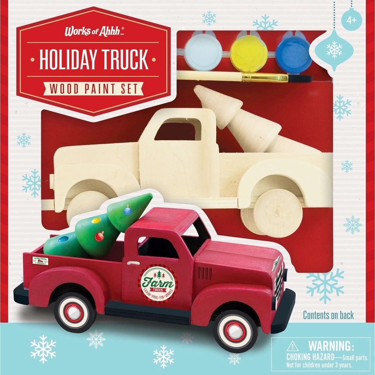 Holiday Truck Wood Craft And Paint Kit Non-Toxic Paints Artist Brush Included