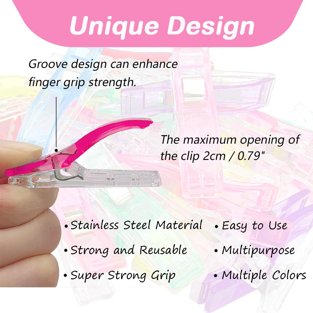Large Sewing Clips for Fabric and Quilting, KOLUPA Plastic Clips Fabric Clips Quilt Clips 30 Pcs, Sewing Notions for Sewing Quilting Supplies Crafting Tools, Multipurpose Sewing Accessories
