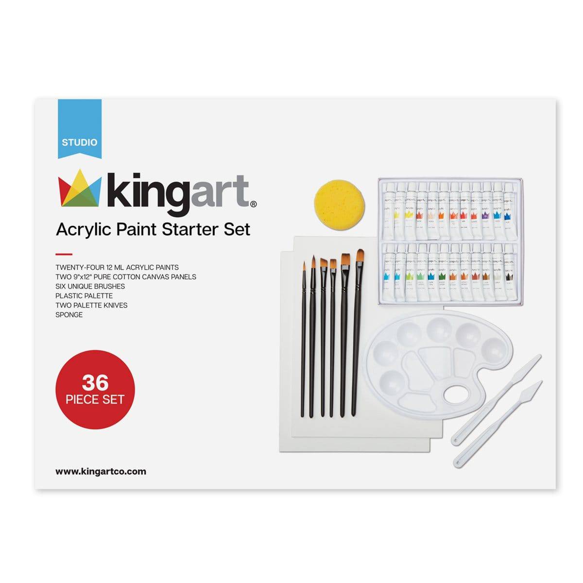 KINGART&#xAE; Studio Starter Acrylic Painting Art Set, 36 Pieces