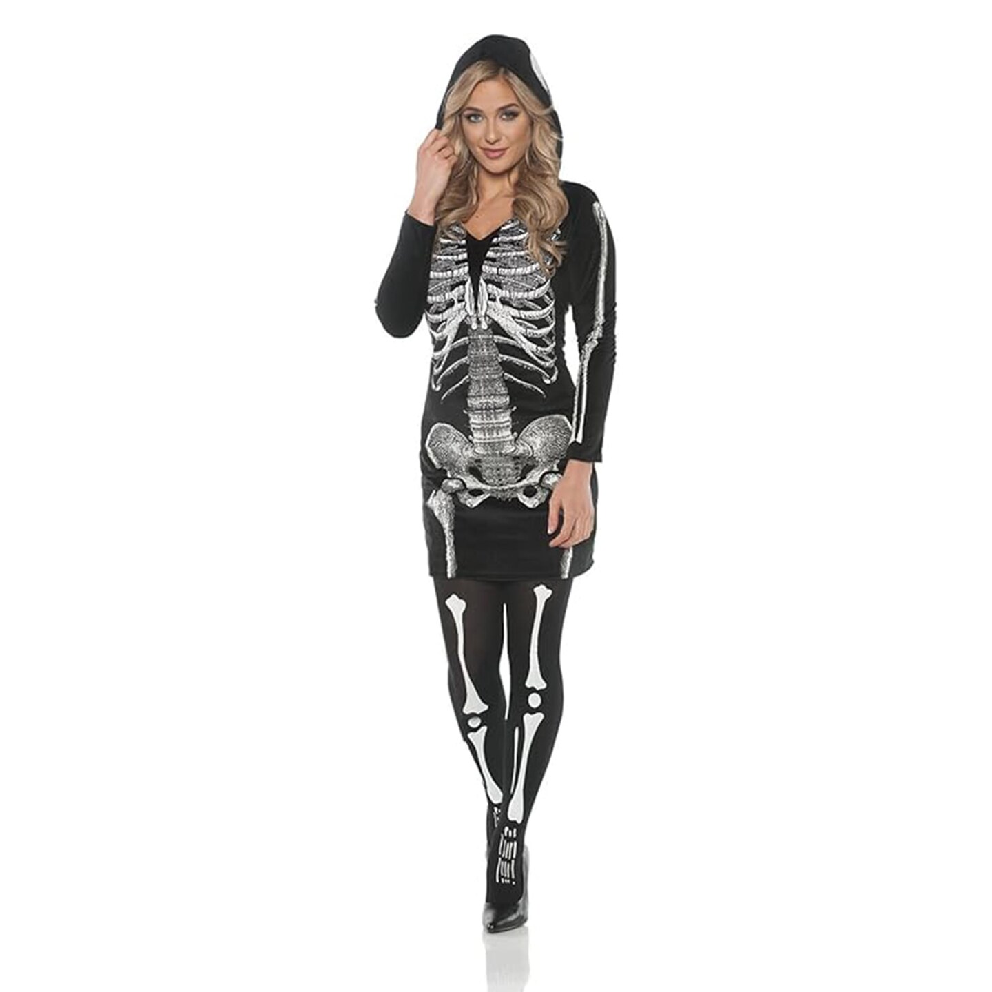 Women&#x27;s Skeletal Hoodie Dress Costume