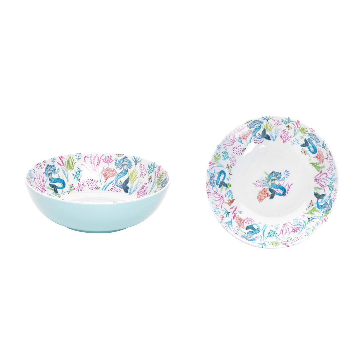 Mermaid Garden Bowl Nautical Beach House Kitchen Blue Mermaids