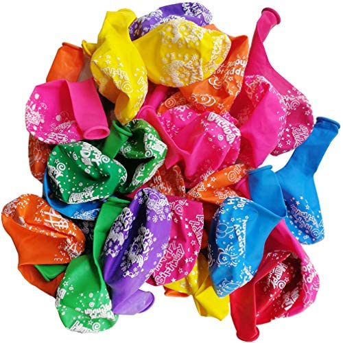 Happy Birthday Balloons 52 Pcs Colorful Latex Balloons with "Happy Birthday" Printed for Kids Birthday Party Decoration