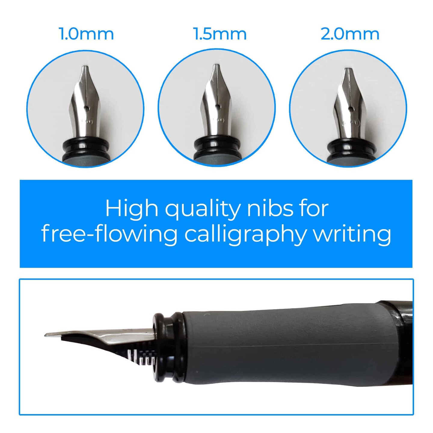 Zieler&#xAE; Introductory Calligraphy Pen Set, 3 Nibs &#x26; 1 Pen with Cartridges