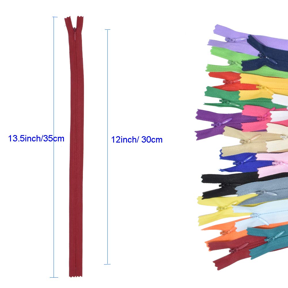 12.5&#x22; 40 Pcs Nylon Invisible Zipper for Tailor Sewer Sewing Craft Crafter&#x27;s Tools Garment Special 20 Colors (12.5inch)