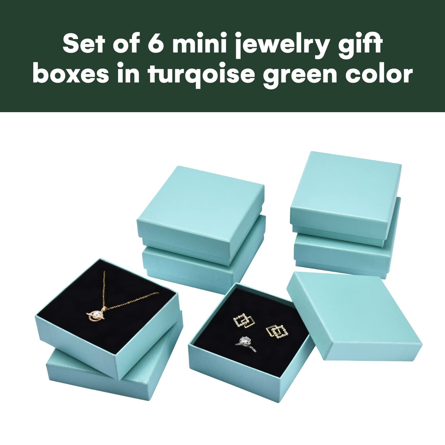 Dawhud Direct Jewelry Box Gift (6 pack) - Small Cardboard Jewelry Boxes Packaging For Earring, Bracelet, Necklace, Watches, Keychain Box, Cards, Letters - Small Gift Boxes With Lids - Blue Bulk Set