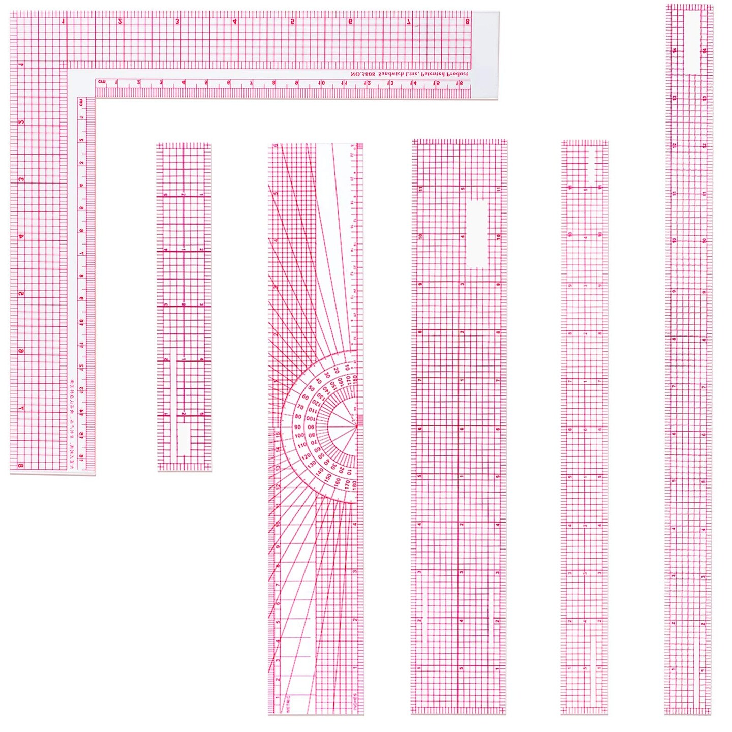 6 Pieces Transparent Ruler Clear Plastic Ruler Beveled French Inch ...