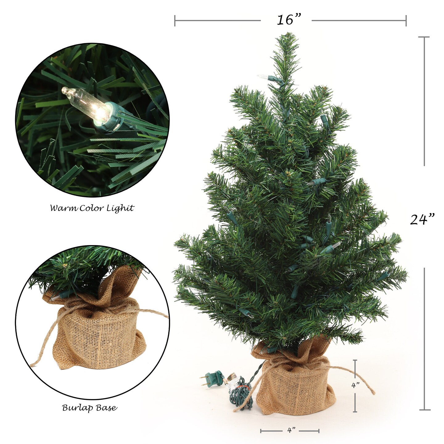 2&#x27; Northern Spruce Tree with Burlap Base | Realistic Greenery | Indoor/Outdoor Use | Holiday &#x26; Christmas tree D&#xE9;cor | Tabletop Accent | Home &#x26; Office Decoration