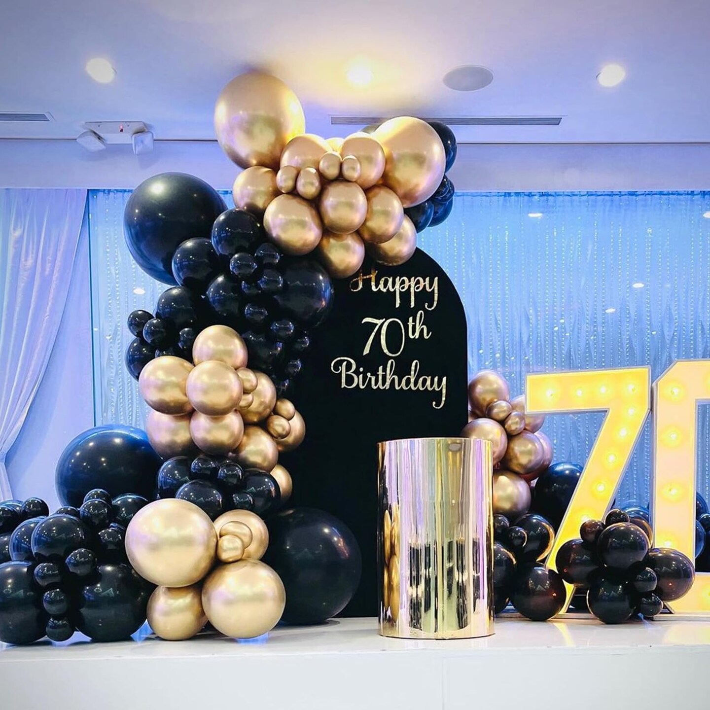 YMSZ Black and Gold Balloons, 67pcs 12 Inch Metallic Gold and Black Balloons for Birthday, Retirement, Graduation, New Year&#x27;s Eve Party Decorations