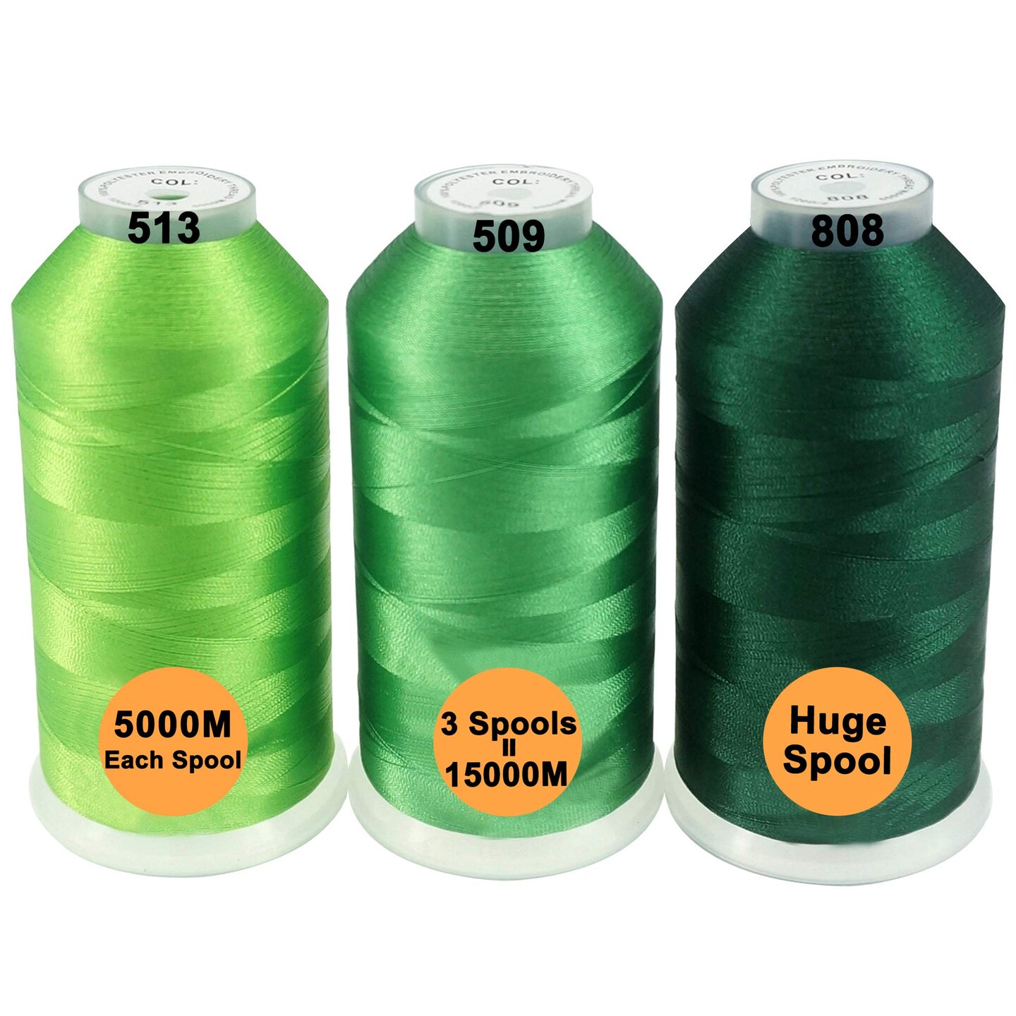 New brothreads - 40 Options- Various Assorted Color Packs of Polyester Embroidery Machine Thread Huge Spool 5000M for All Embroidery Machines -Different Greens