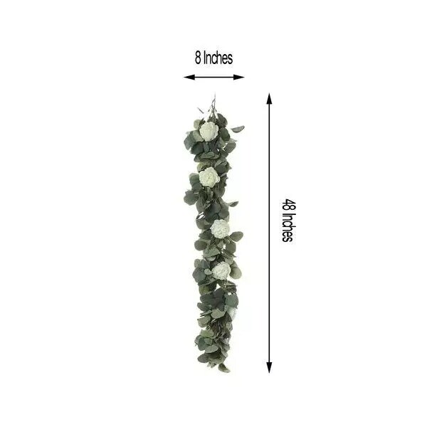 4 ft Frosted Green Artificial Eucalyptus Foliage Garlands Ranunculus Flowers