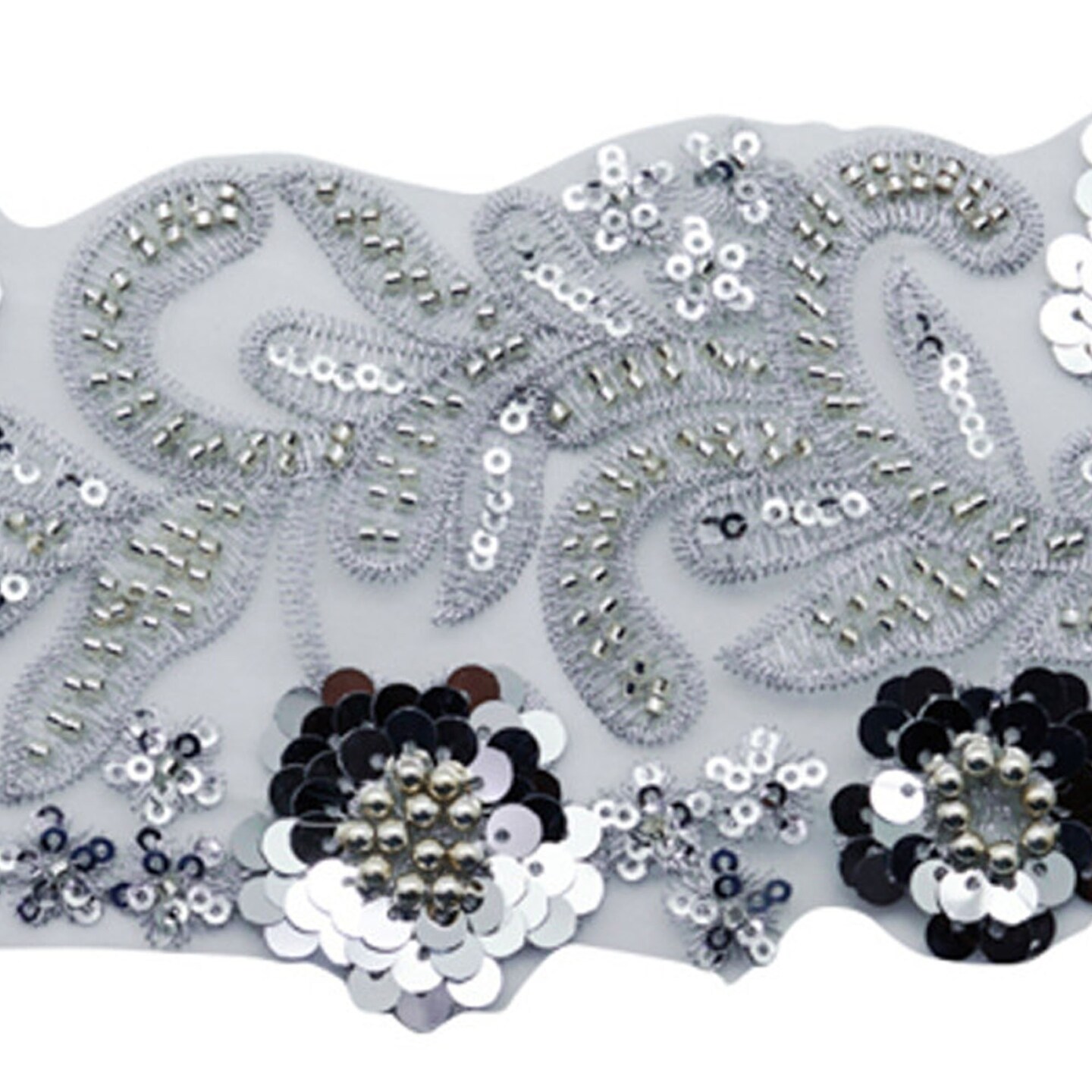 3 3/4&#x22;x 5 yards Silver Beaded Sequin Trim