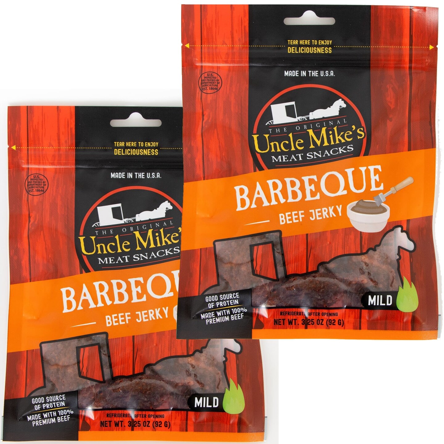 Uncle Mike&#x27;s Beef Jerky Snacks - Gluten Free, 2 Bags