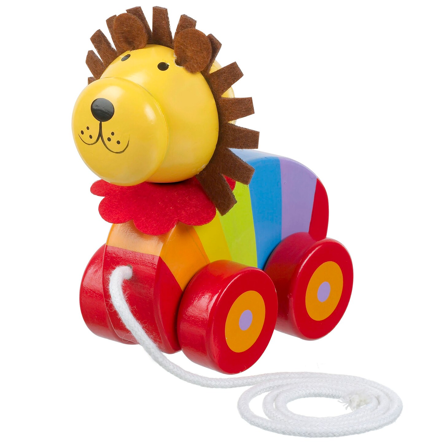 Orange Tree Toys: Pull Along: Lion - Wooden Toy, Colorful Wheeled Character, Push &#x26; Pull, Encourage First Steps, FSC Certified, Toddler &#x26; Kids Ages 1+